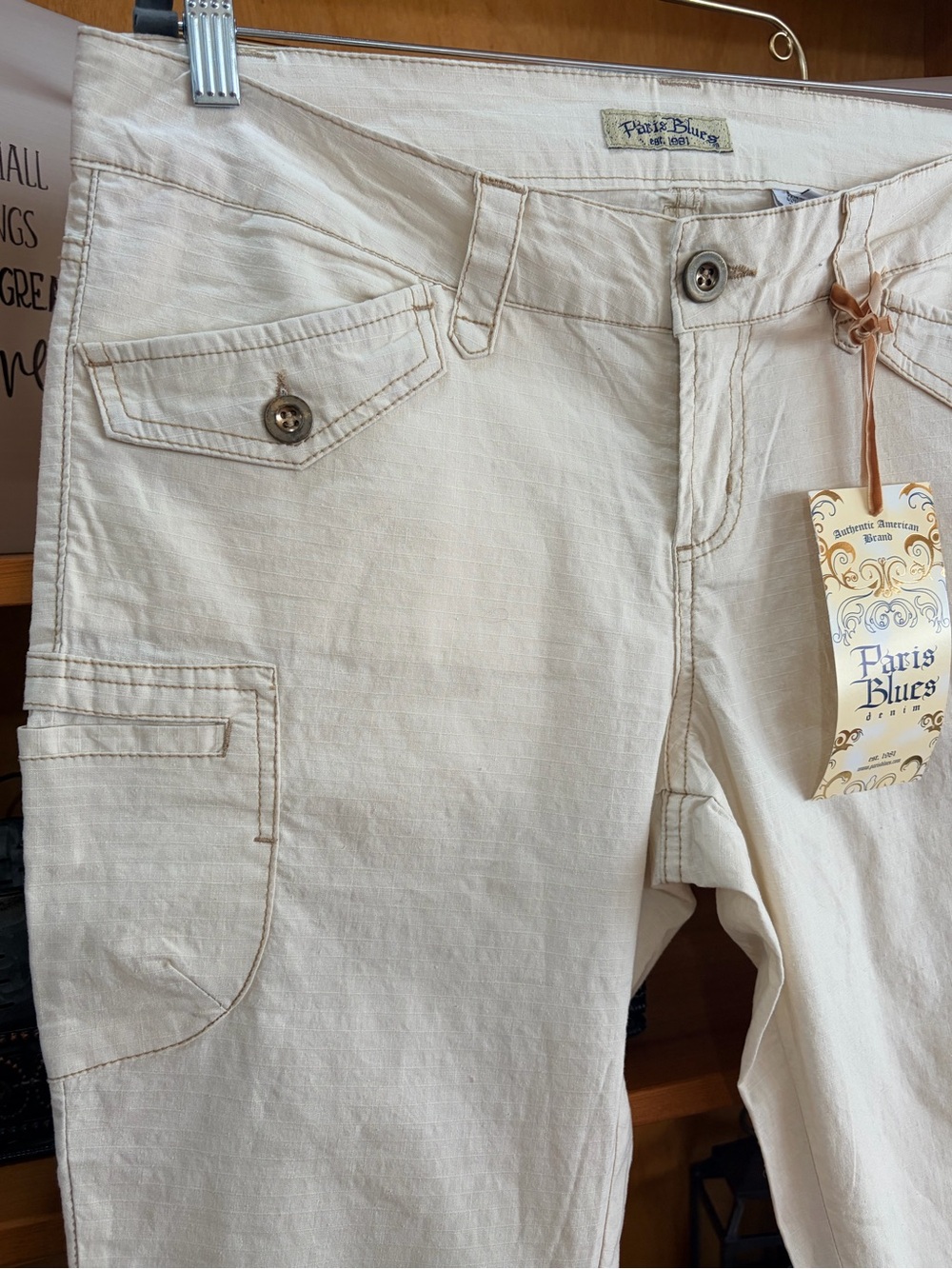 Vintage Y2K 90s Paris Blues khaki Capris Plus size 14 New - Picture 6 of 6
